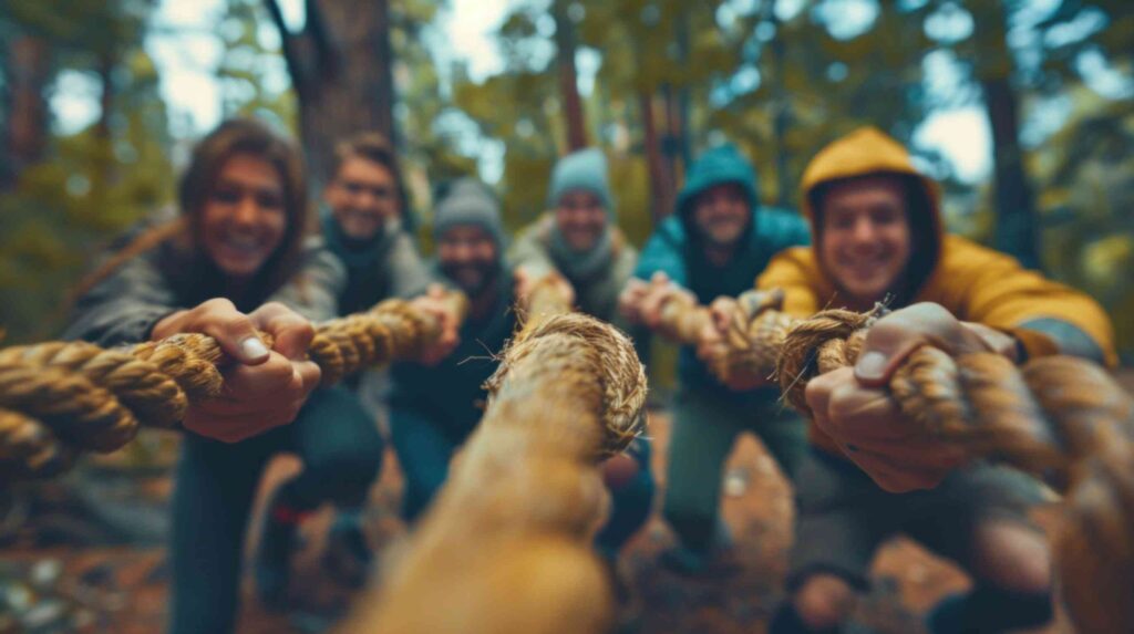 Employees participating in team-building activities