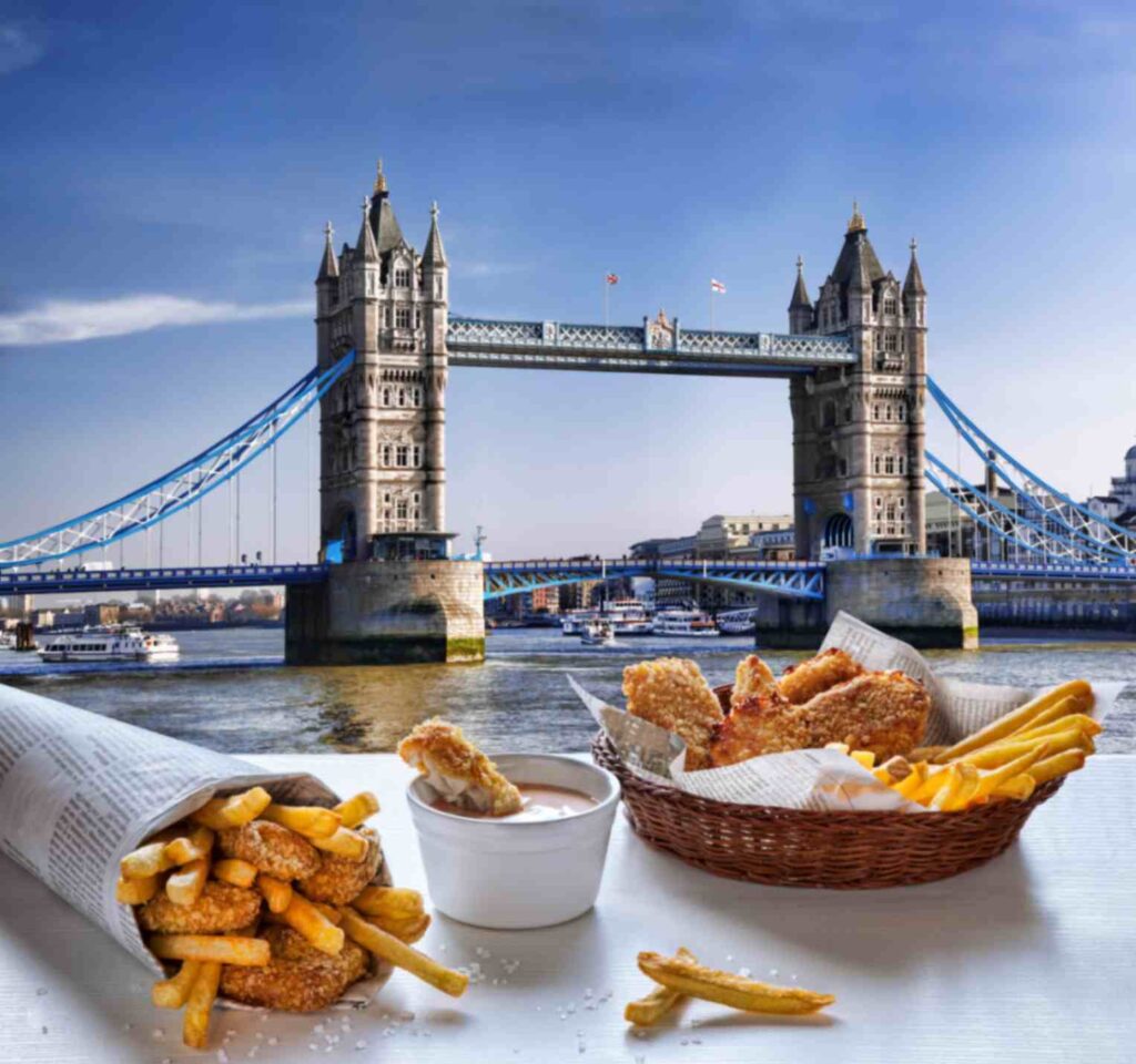Traditional British Fish and Chips in London 