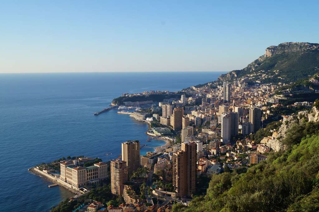 View over sea side Monaco from mountain