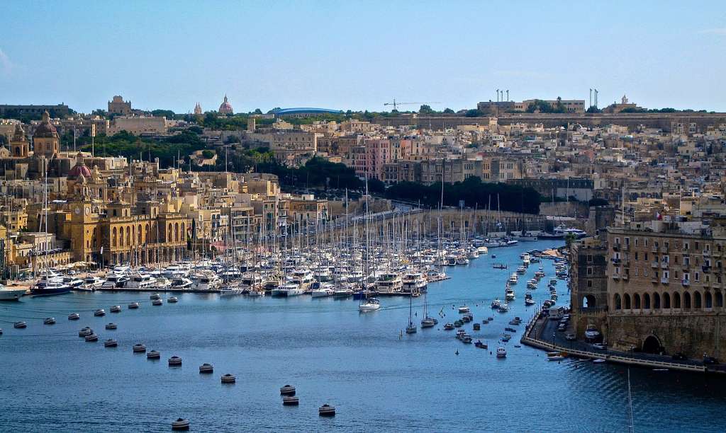 Sea with boats in bay from Malta